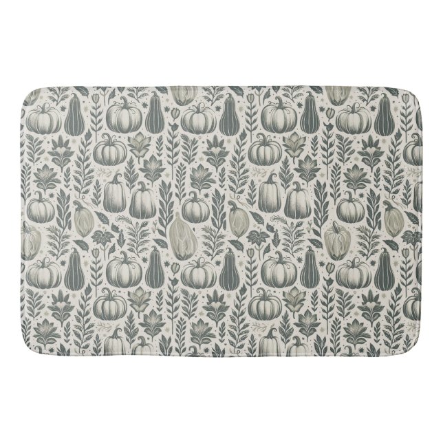 Fall Pumpkin Gourd Pattern Neutral Bath Mat (Front)