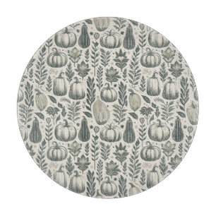 Fall Pumpkin Gourd Pattern Neutral Cutting Board
