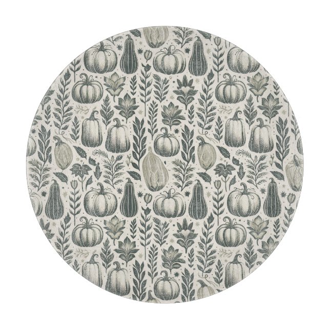 Fall Pumpkin Gourd Pattern Neutral Cutting Board (Front)