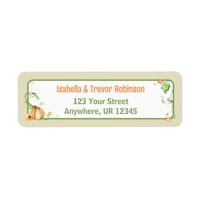 Fall Pumpkin Green Return Address Label (Front)