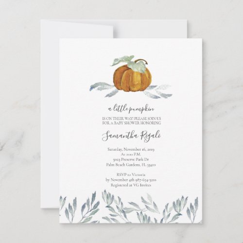 Fall Pumpkin Greenery Baby Shower Invitation