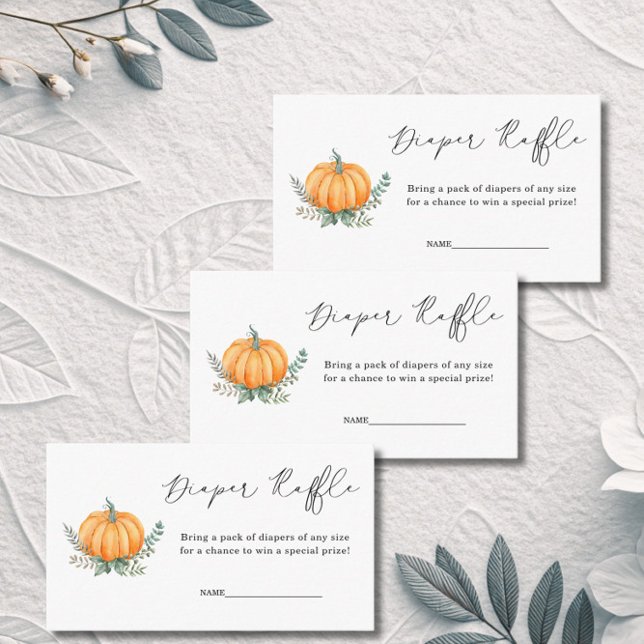 Fall Pumpkin Greenery Diaper Raffle Baby Shower  Enclosure Card (Creator Uploaded)