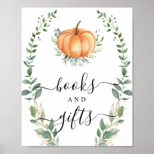 Fall Pumpkin Greenery Foliage Books And Gifts Sign