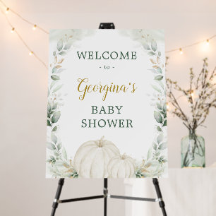 Fall Pumpkin Greenery Gold Baby Shower Welcome Foam Board