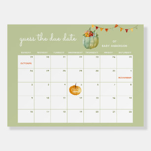 Fall Pumpkin Guess the Due Date Baby Shower Foam Board