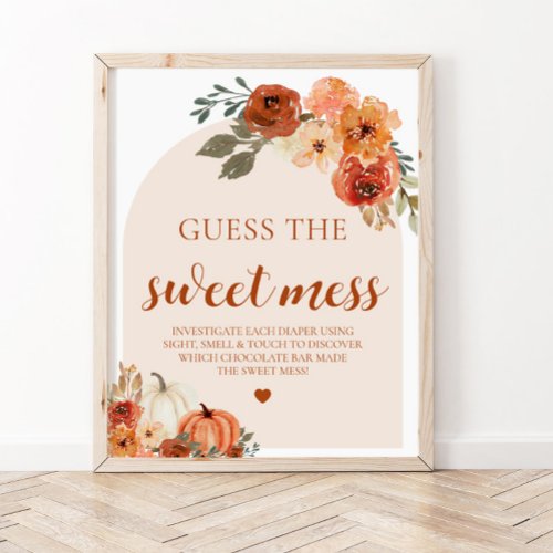 Fall Pumpkin Guess the Sweet Mess Baby Shower Game Poster