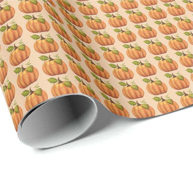 Fall Pumpkin Halloween Giift Wrap Wrapping Paper (Roll Corner)