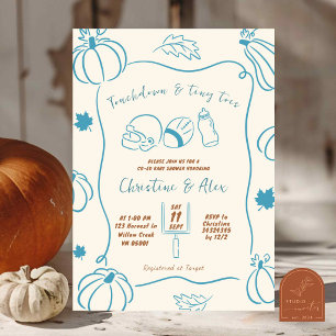 Fall Pumpkin Hand Drawn Touchdown and Tiny Toes Invitation