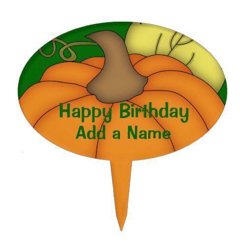 Fall Pumpkin Happy Birthday Cake Topper