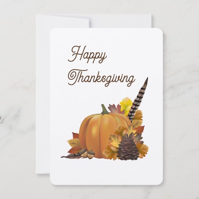 Fall Pumpkin Happy Thanksgiving Blank Card (Front)