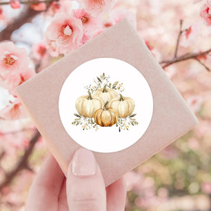 Fall Pumpkin Happy Thanksgiving Classic Round Sticker