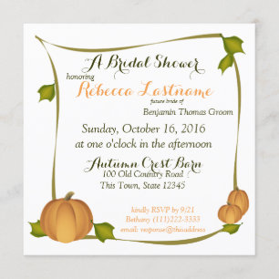 Fall Pumpkin Harvest Bridal Shower Invitation