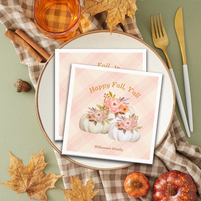 Fall Pumpkin Harvest Pink Thanksgiving Customize Napkins (Creator Uploaded)