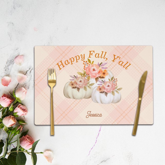 Fall Pumpkin Harvest Pink Thanksgiving Customize Placemat (Creator Uploaded)