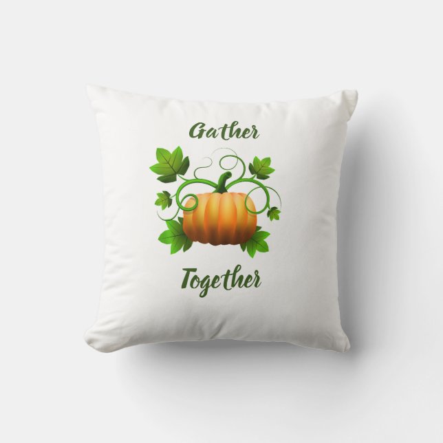 Fall Pumpkin Home Decor Throw Pillow (Front)