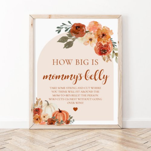 Fall Pumpkin How Big is Her Belly Baby Shower Game Poster