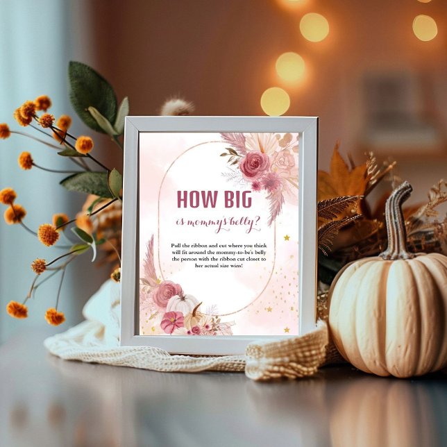 Fall Pumpkin how big is her belly baby shower sign (Creator Uploaded)