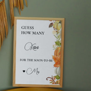 Fall Pumpkin how many kisses bridal shower game Poster