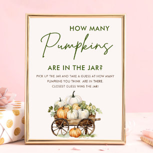 Fall Pumpkin How Many Pumpkins Baby Shower Game Poster