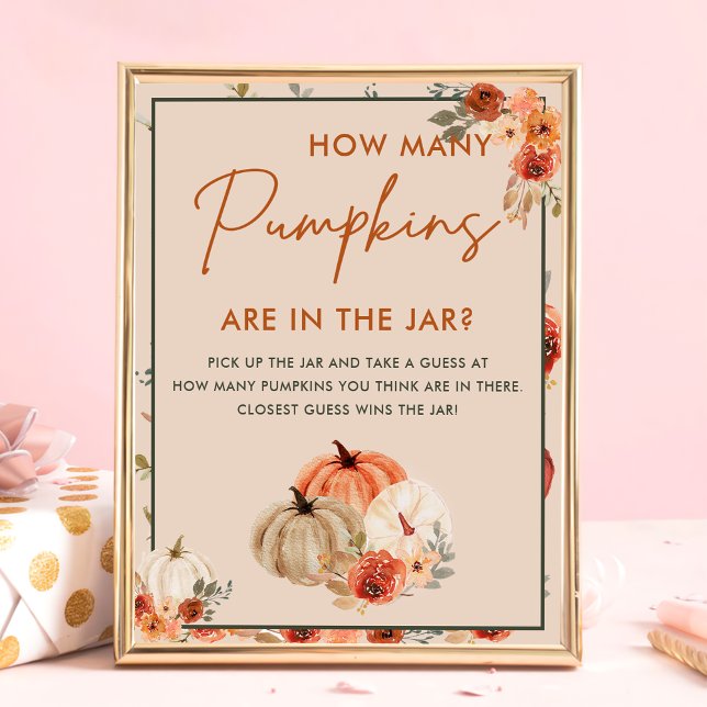 Fall Pumpkin How Many Pumpkins Baby Shower Game Poster (Creator Uploaded)
