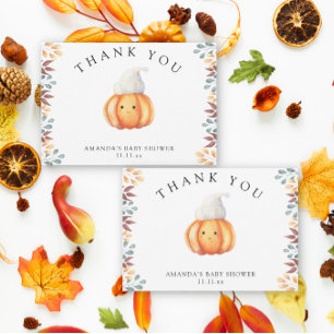 Fall pumpkin in hat - thank you card