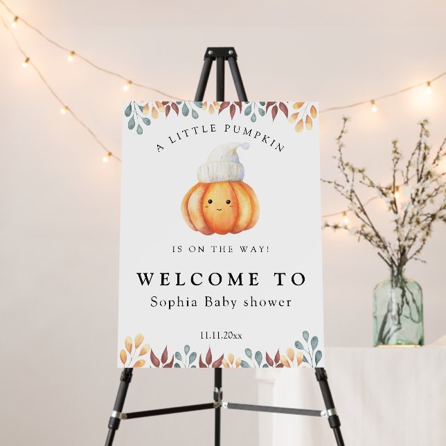 Fall Pumpkin in hat - Welcome baby shower Foam Board (In Situ (Stand))