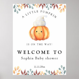 Fall Pumpkin in hat - Welcome baby shower Poster