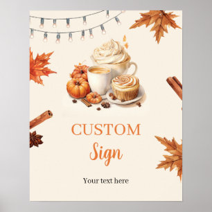 Fall Pumpkin is Brewing Coffee Custom Sign Poster