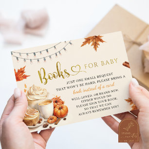 Fall Pumpkin is Brewing Coffee Leave Book For Baby Enclosure Card