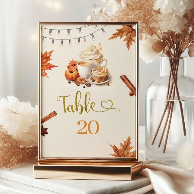 Fall Pumpkin is Brewing Coffee Leaves Table Number (Creator Uploaded)