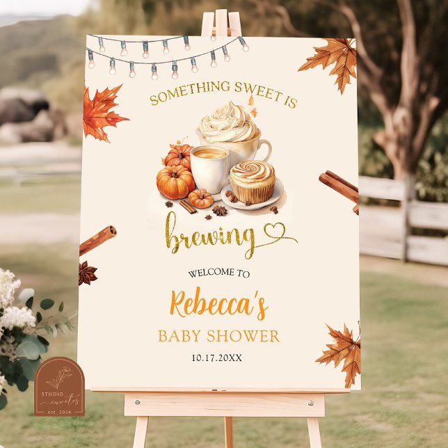 Fall Pumpkin is Brewing Coffee Leaves Welcome Sign (Creator Uploaded)