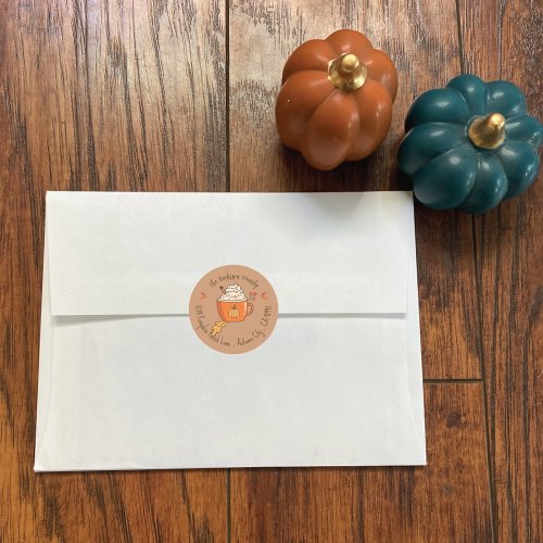 Fall Pumpkin Latte Mug Return Address Stickers