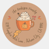Fall Pumpkin Latte Mug Return Address Stickers (Front)