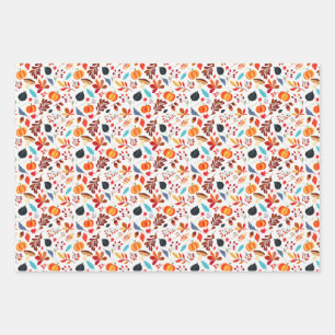Fall Pumpkin & Leaf Wrapping Paper Sheets