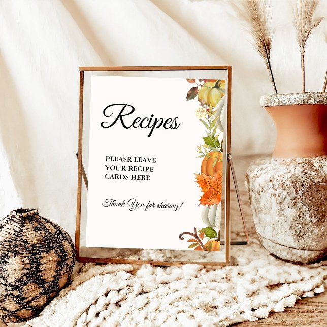 Fall Pumpkin Leave your Recipes Bridal shower Poster (Creator Uploaded)