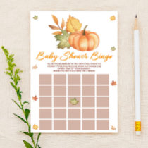 Fall Pumpkin Leaves Bingo Baby Shower Game Stationery