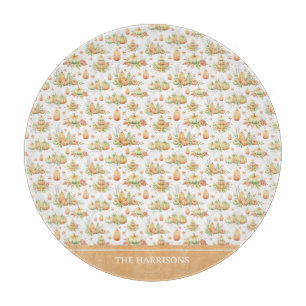 Fall Pumpkin Leaves Rustic Holiday Thanksgiving Cutting Board