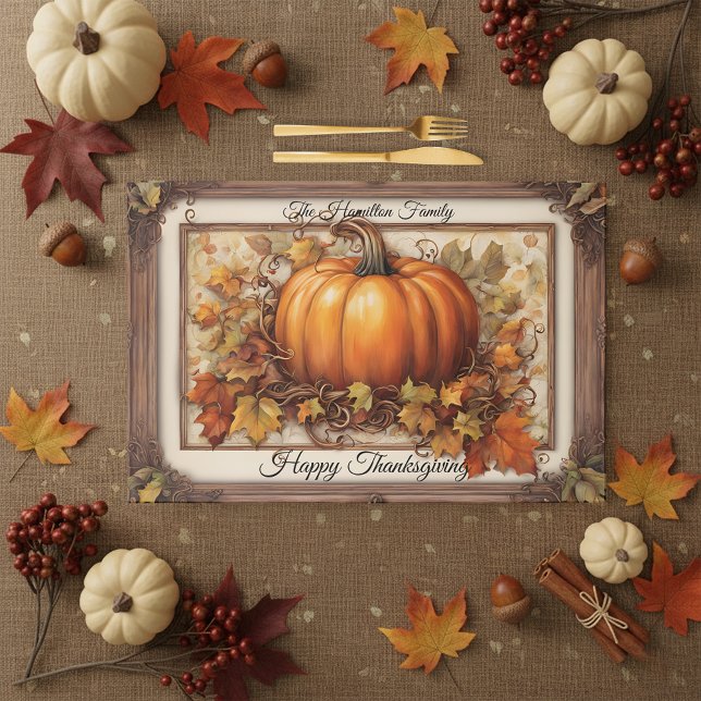 Fall Pumpkin & Leaves Thanksgiving Paper Placemat (Creator Uploaded)