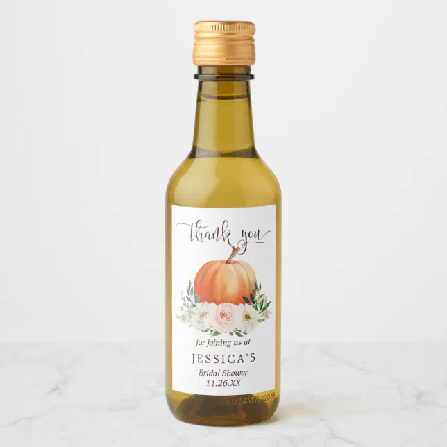 Fall Pumpkin Mini Wine Bottle Label | Zazzle