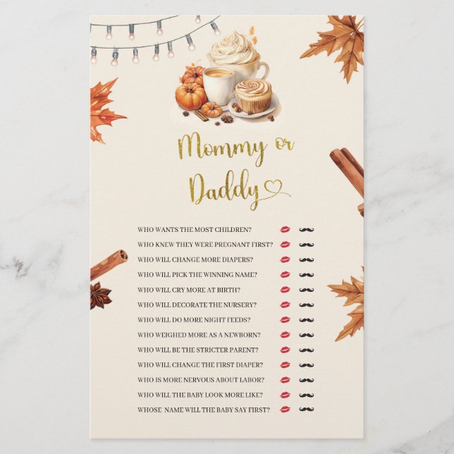 Fall Pumpkin Mommy or Daddy Games (Front)