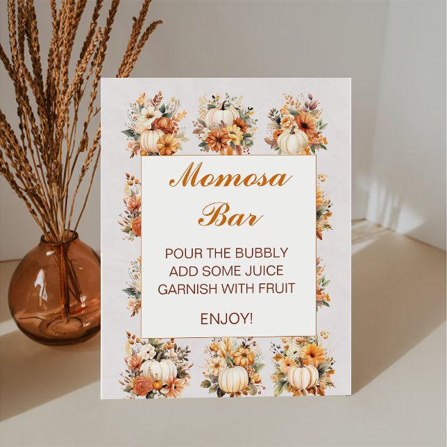 Fall Pumpkin Momosa Bar Bay Shower Pedestal Sign (Creator Uploaded)