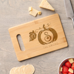 Fall Pumpkin Monogram Engraved Cutting Board