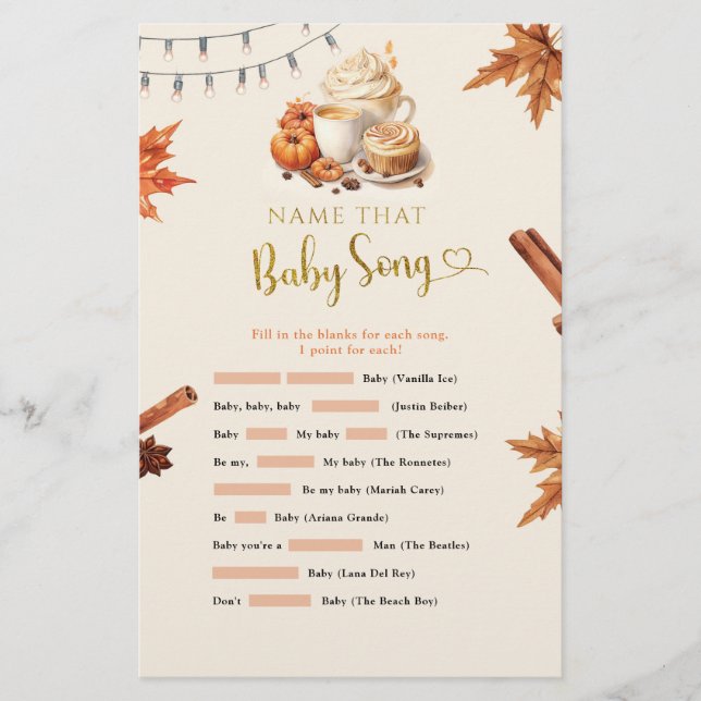 Fall Pumpkin Name That Baby Song Games (Front)