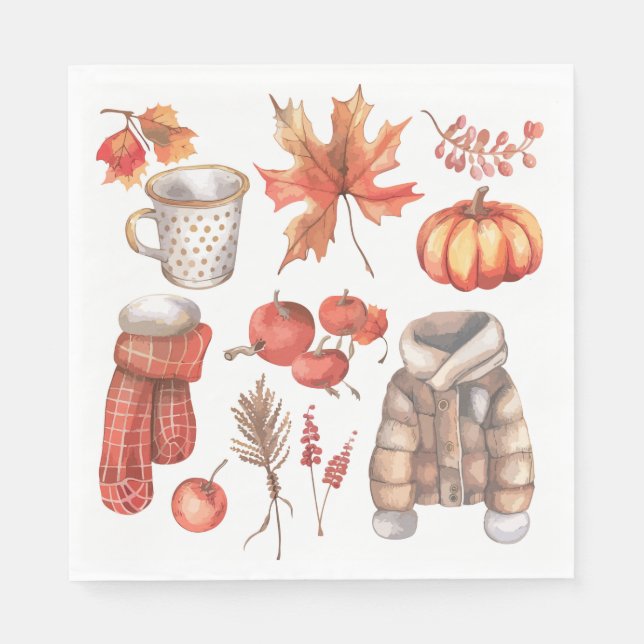 Fall Pumpkin Napkins for Autumn Baby Shower  (Front)