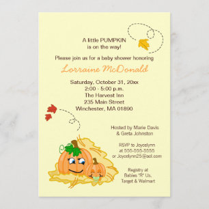 Fall Pumpkin Neutral Baby Shower Invitation Cream