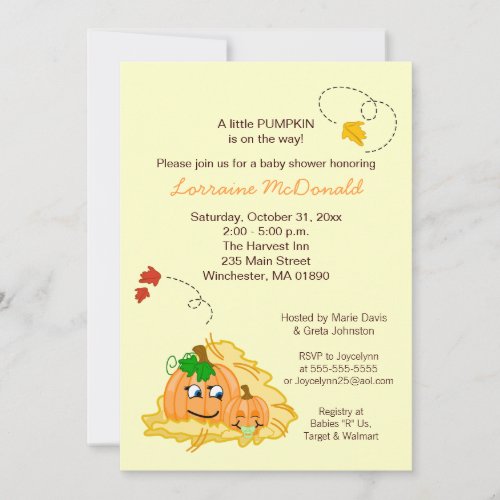 Fall Pumpkin Neutral Baby Shower Invitation Cream