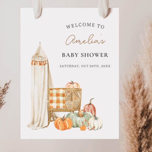 Fall Pumpkin Nursery Baby Shower Welcome Poster (Creator Uploaded)