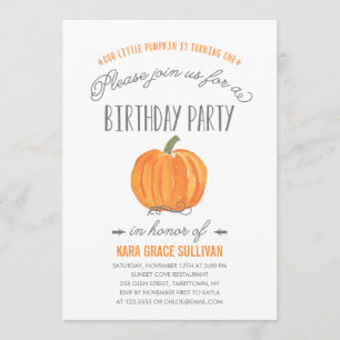 Fall Pumpkin Ombre First Birthday Invitation