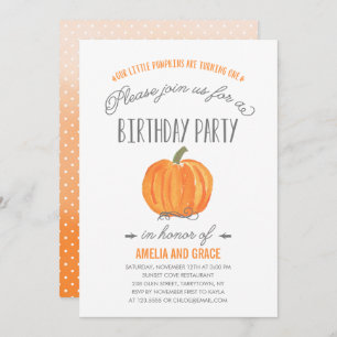 Fall Pumpkin Ombre TWINS First Birthday Invitation
