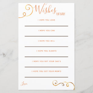 Fall Pumpkin Orange Autumn Baby Wish Cards